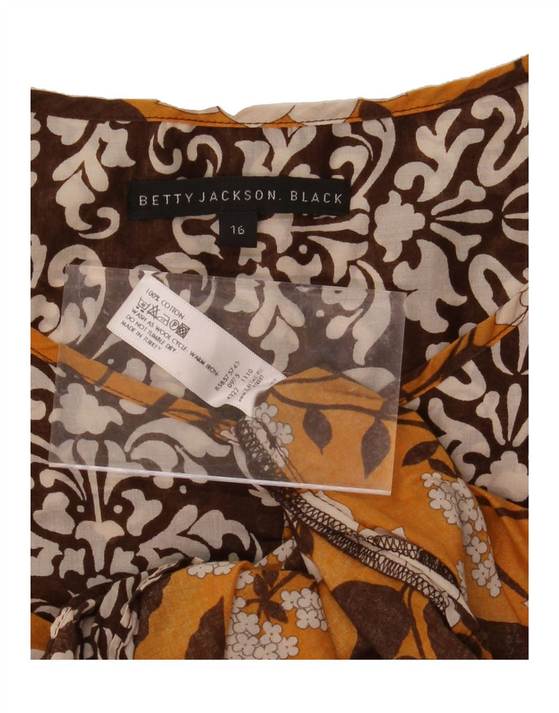 BETTY JACKSON Womens Tunic Dress UK 16 Large Yellow Floral Cotton Vintage Betty Jackson and Second-Hand Betty Jackson from Messina Hembry 