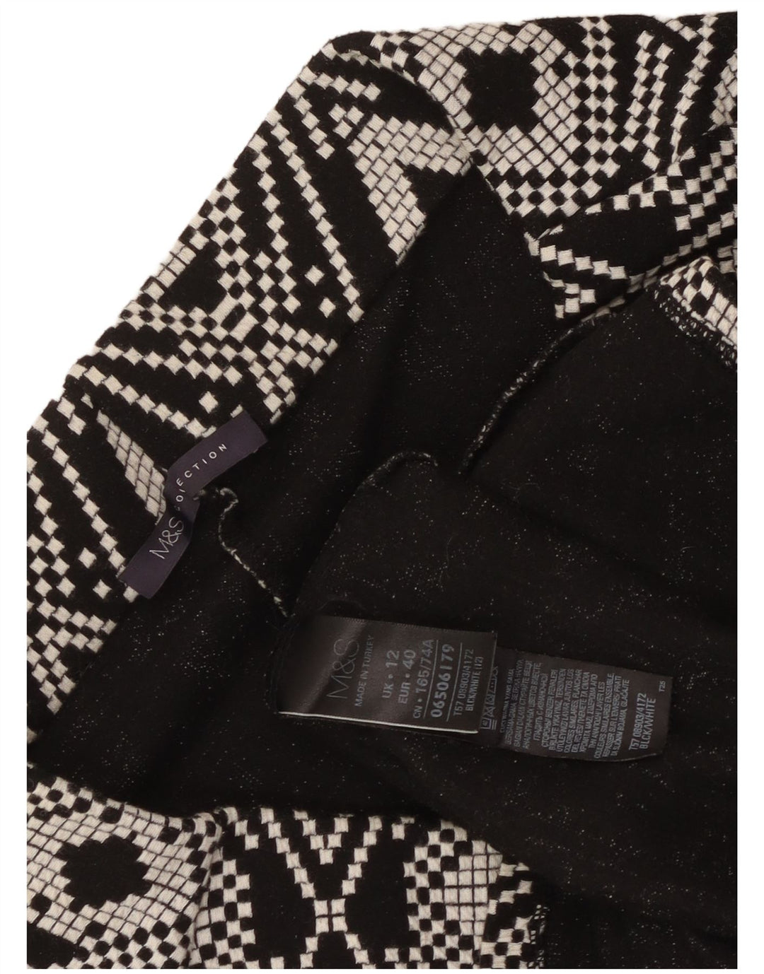 Женская юбка-карандаш Marks & Spencer UK 12 Medium W30 Черная с геометрическим рисунком