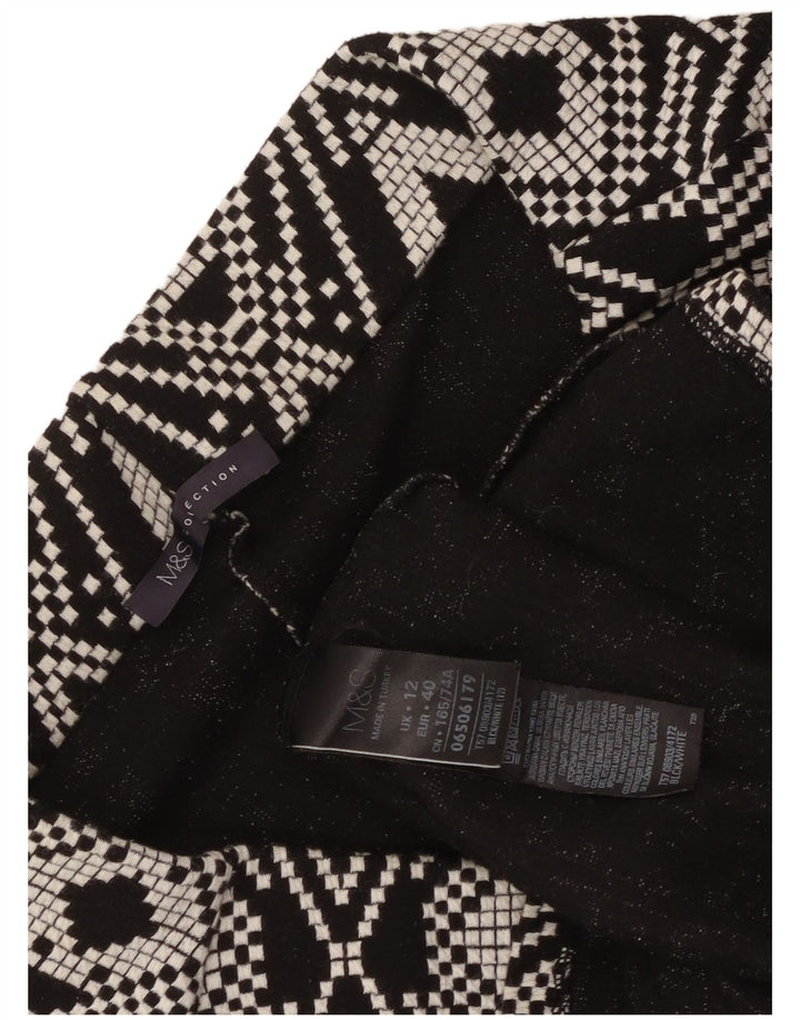 Женская юбка-карандаш Marks & Spencer UK 12 Medium W30 Черная с геометрическим рисунком