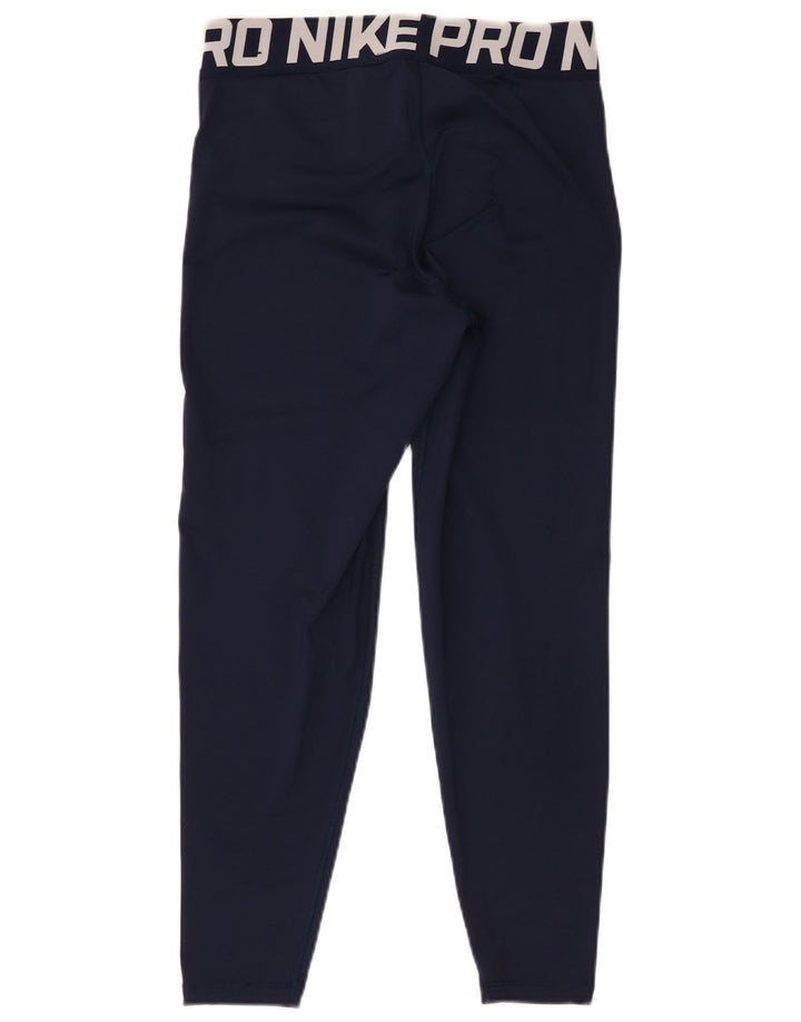 Женские леггинсы с рисунком Nike Dri Fit UK 14, средний темно-синий, полиэстер