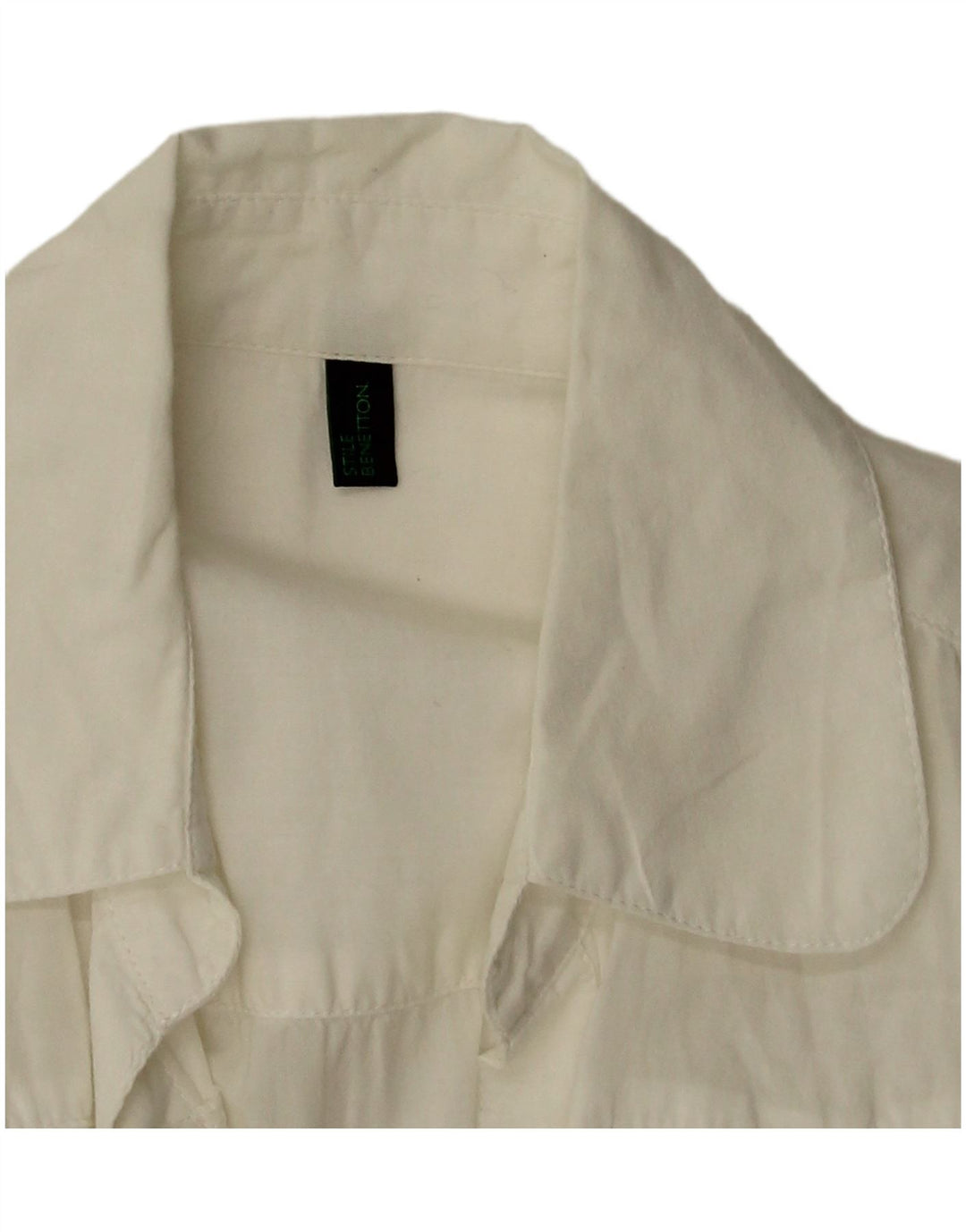 BENETTON Женская блузка-рубашка с коротким рукавом UK 12 Средний Белый