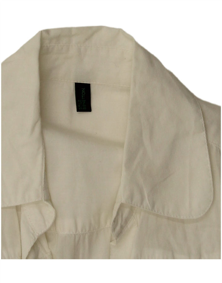 BENETTON Женская блузка-рубашка с коротким рукавом UK 12 Средний Белый