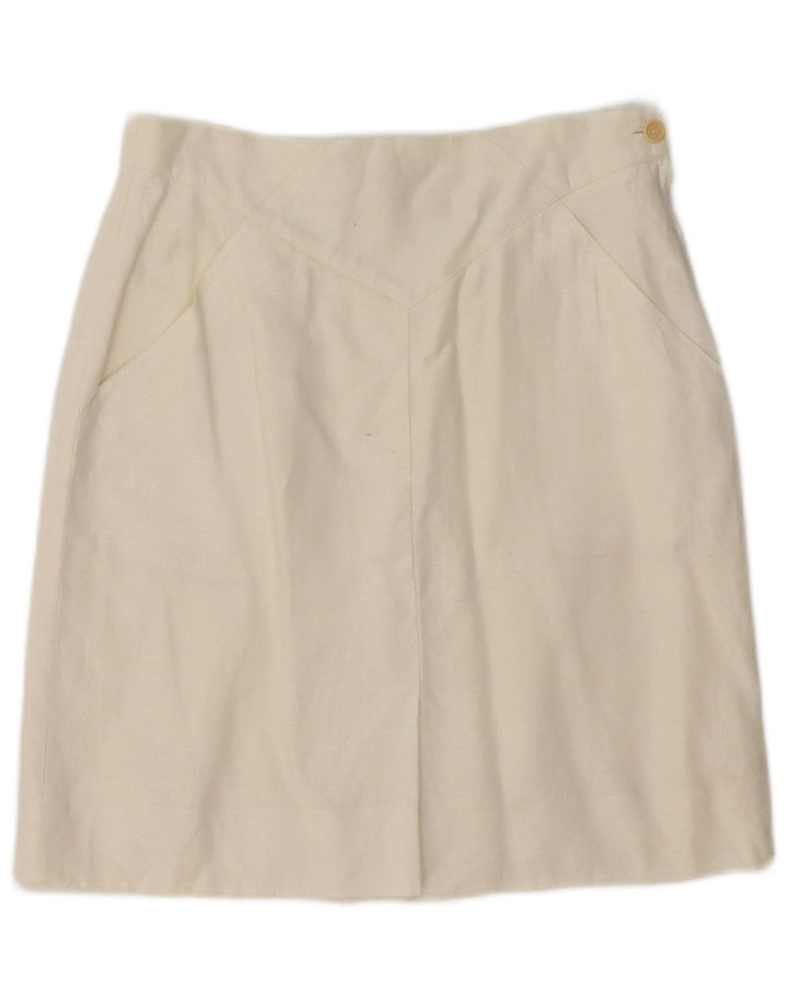 MARELLA Женская юбка-трапеция UK 12 Medium W30 Off White Linen