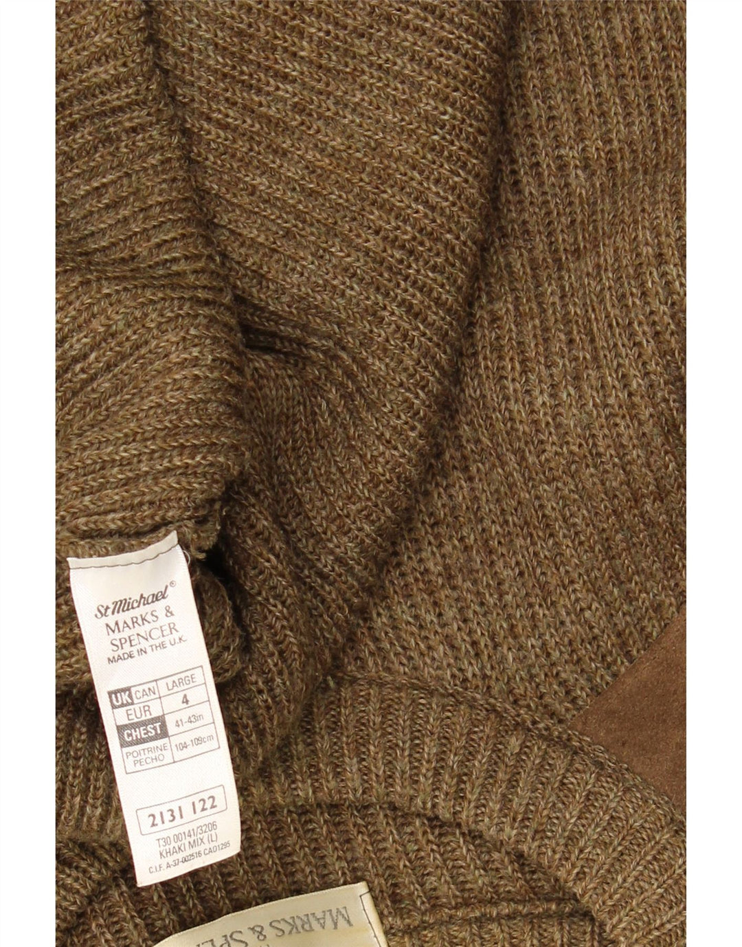 Мужской джемпер с круглым вырезом Marks & Spencer, большой шерстяной свитер цвета хаки с цветными блоками