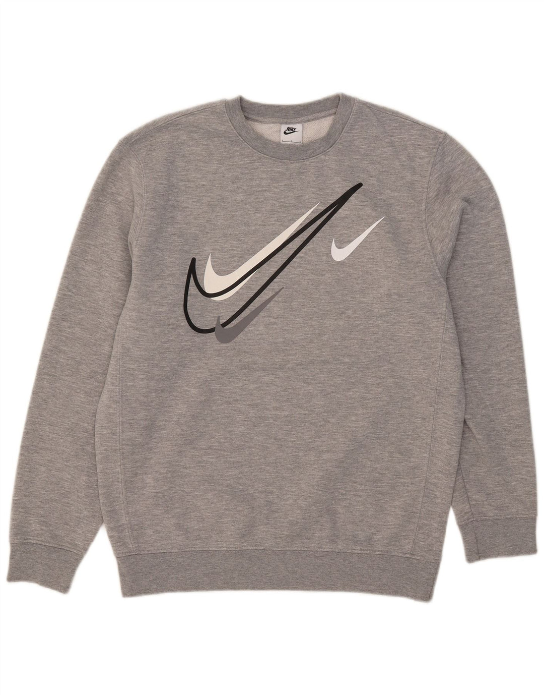Мужской свитер с рисунком Nike, большой серый хлопковый джемпер
