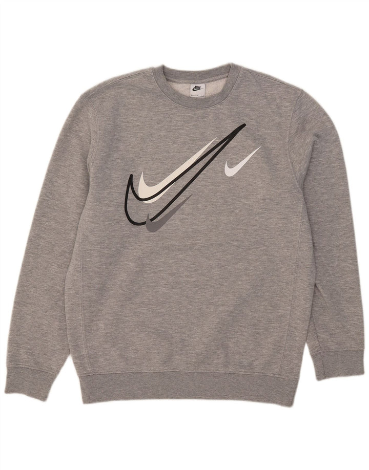 Мужской свитер с рисунком Nike, большой серый хлопковый джемпер