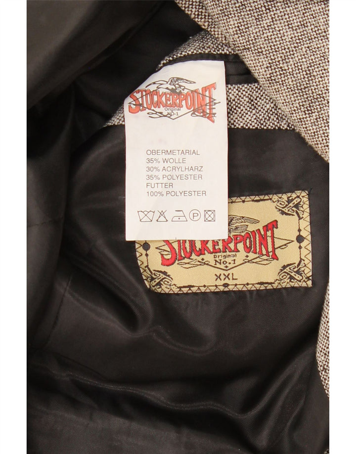 STOCKERPOINT Мужской пиджак с 2 пуговицами UK 44 2XL Серый шерстяной с цветными блоками