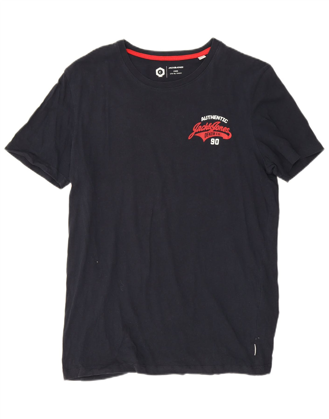 Мужская футболка с рисунком Jack & Jones, темно-синий, хлопковый топ среднего размера