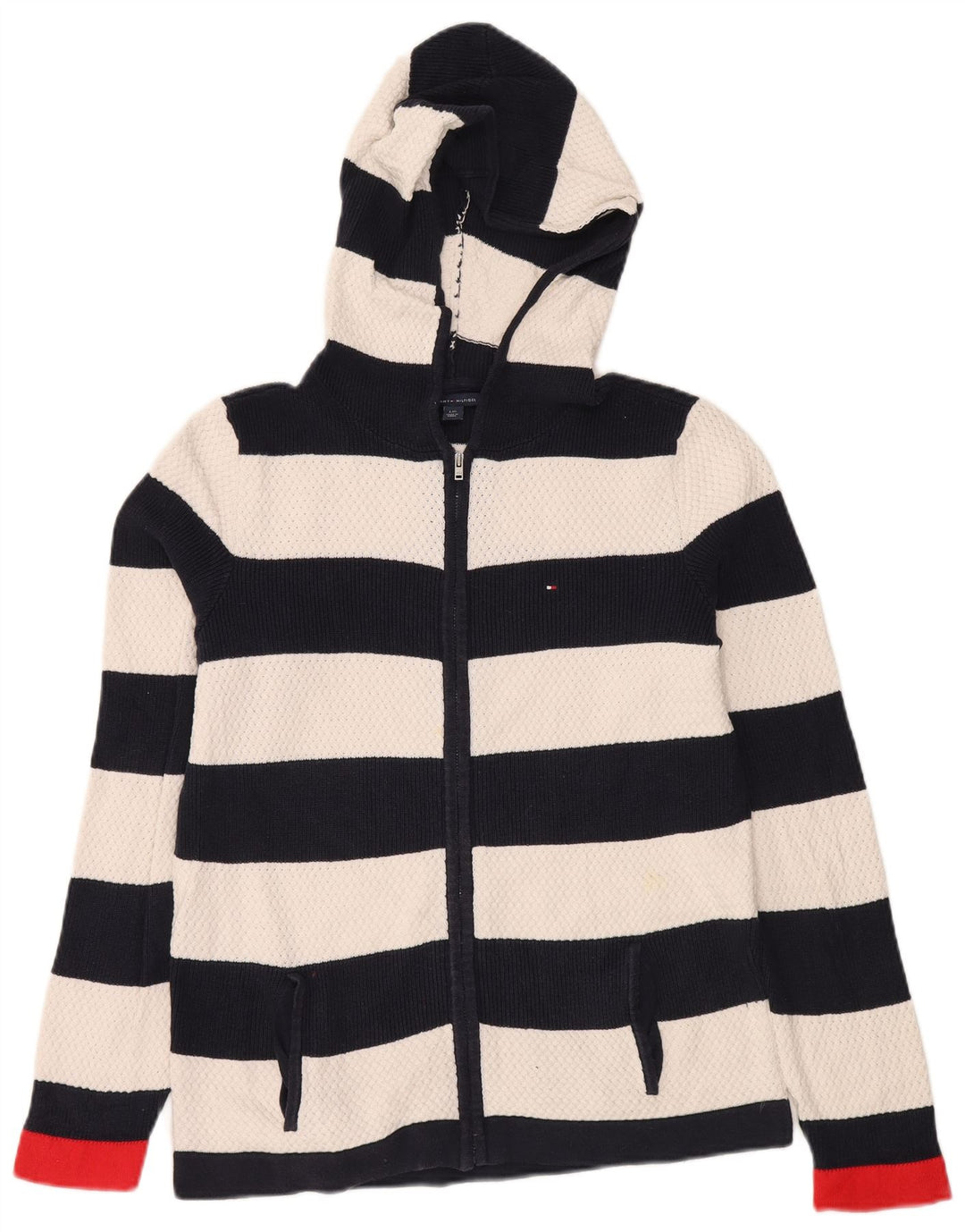 TOMMY HILFIGER Женский свитер-кардиган UK 16, большой темно-синий в полоску