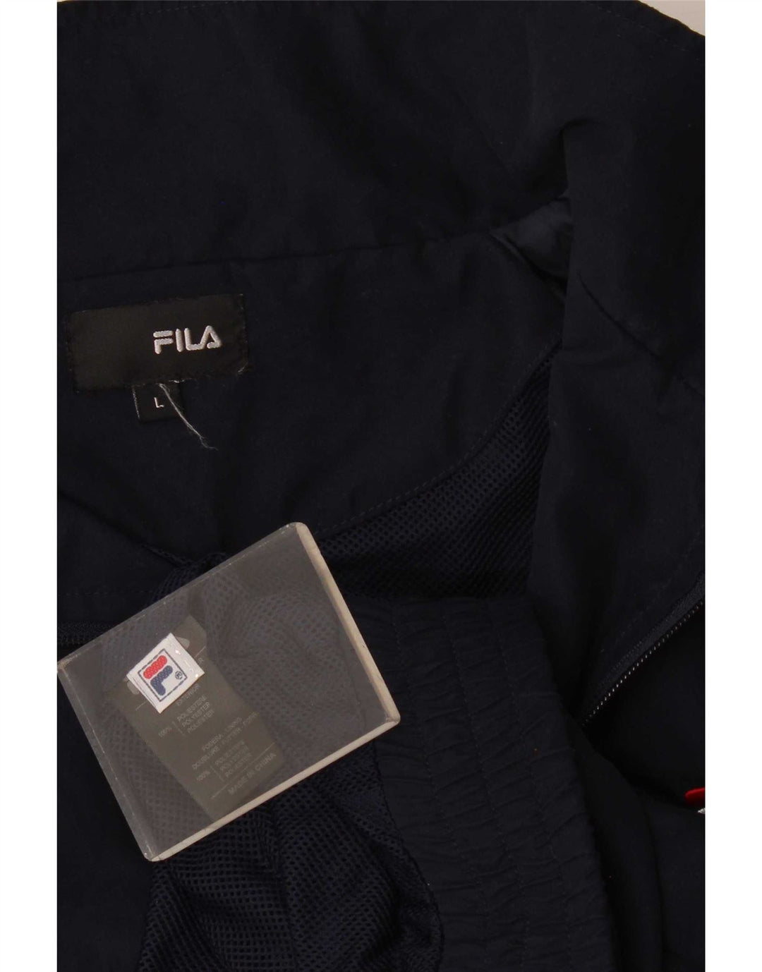 Мужской спортивный костюм Fila, большая куртка из полиэстера темно-синего цвета в полоску
