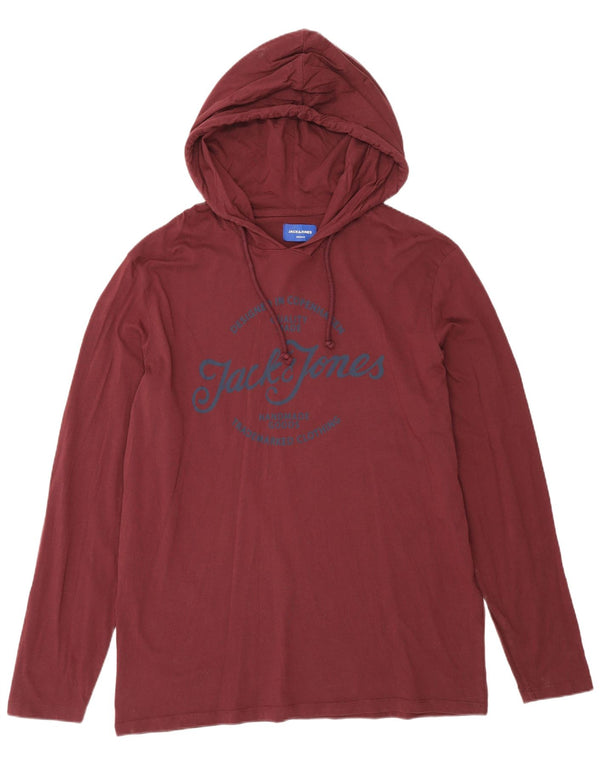 Мужской топ с капюшоном и рисунком Jack & Jones, длинный рукав, 2XL, бордовый