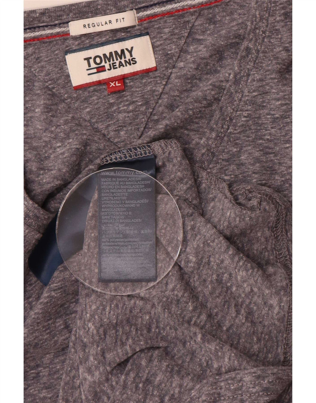 Мужская футболка обычного кроя Tommy Hilfiger, топ XL, серый полиэстер с крапинками