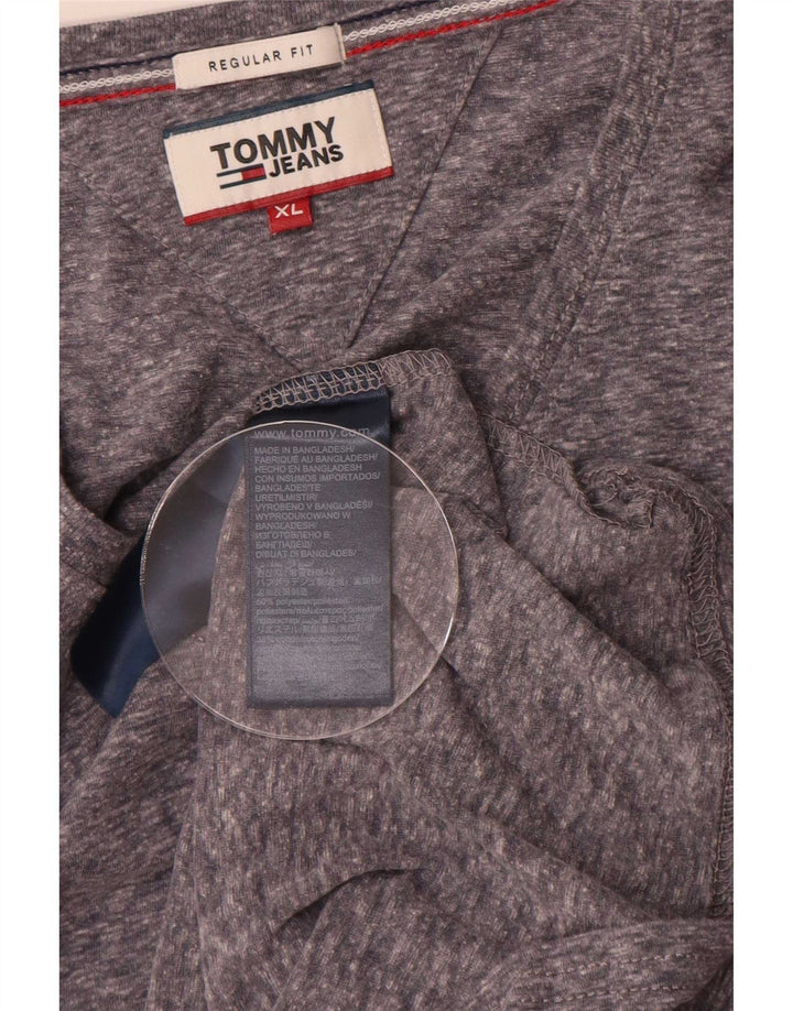 Мужская футболка обычного кроя Tommy Hilfiger, топ XL, серый полиэстер с крапинками