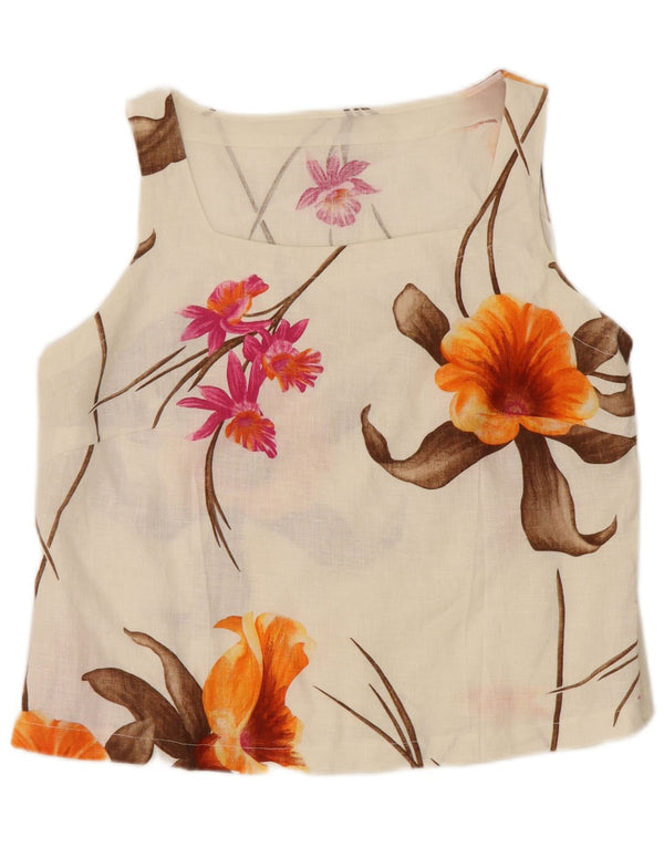 Винтажный женский комплект из 2 юбок, Великобритания, 18 XL, W36, белый нейлон с цветочным принтом