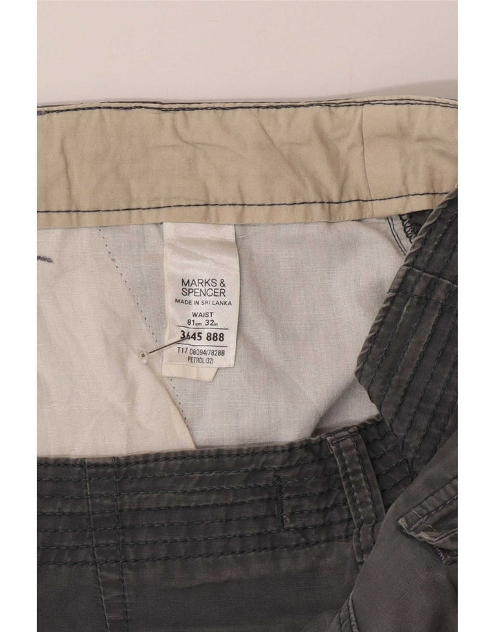 Мужские шорты карго Marks & Spencer W32 среднего серого цвета, хлопок