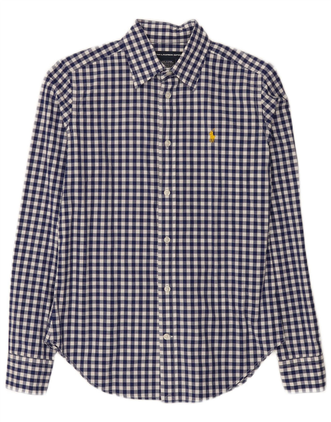 Женская рубашка Ralph Lauren US 6, средний синий цвет в мелкую клетку, хлопок