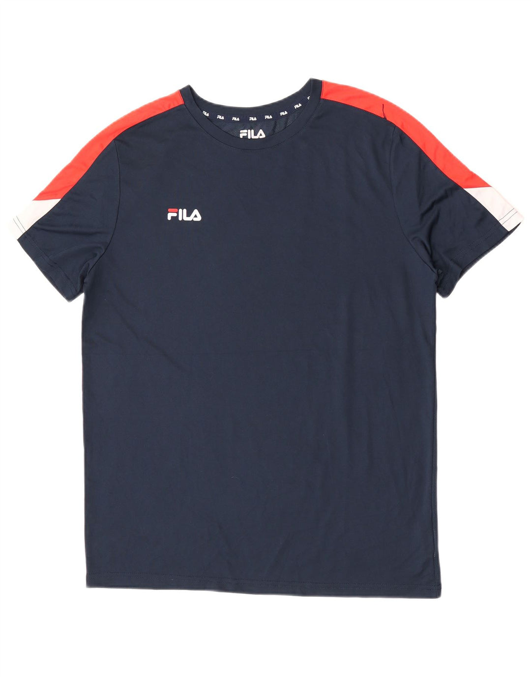 Мужская футболка Fila Top большого размера, темно-синяя, полиэстер с цветными блоками