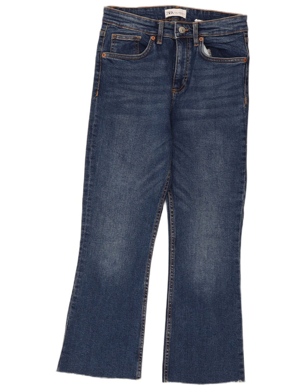 Zara Womens Crop Flared Jeans EU 38 Small W28 L24 Blue Cotton