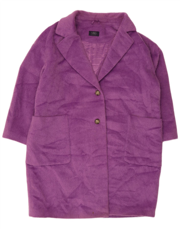 Женское пальто Marks & Spencer UK 22 3XL фиолетовое из полиэстера