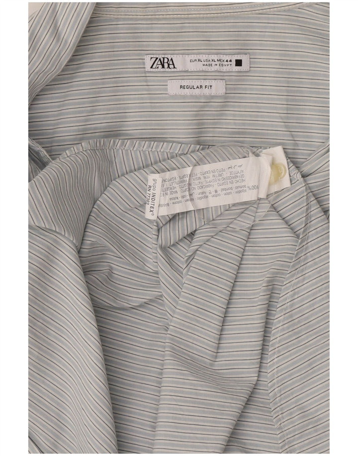 Мужская рубашка стандартного кроя Zara XL, хлопковая синяя полоска