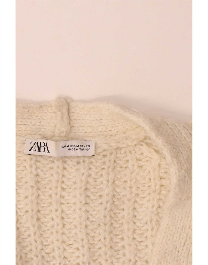Женский свободный открытый кардиган Zara UK 14, средний бежевый акрил