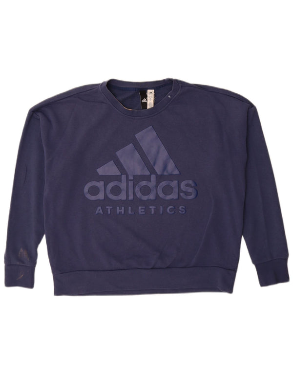 Женский джемпер оверсайз с рисунком Adidas UK 16/18, большой темно-синий