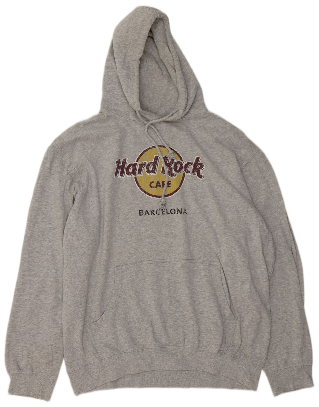 Мужской джемпер с капюшоном Hard Rock Cafe Barcelona с рисунком, 2XL, серый хлопок в крапинку