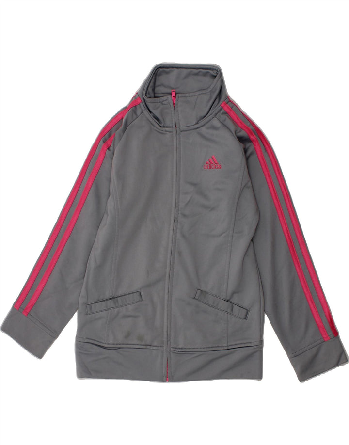 ADIDAS Girls Graphic Tracksuit Top Jacket 5-6 Years Grey Polyester Vintage Adidas and Second-Hand Adidas from Messina Hembry 