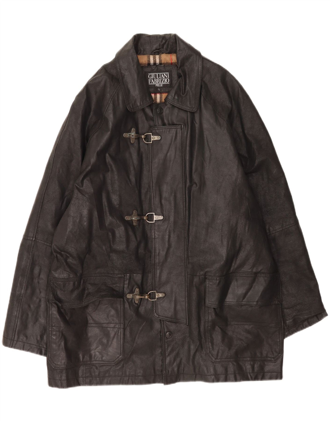 Мужская кожаная куртка Giulia Galanti UK 40, большая черная кожаная