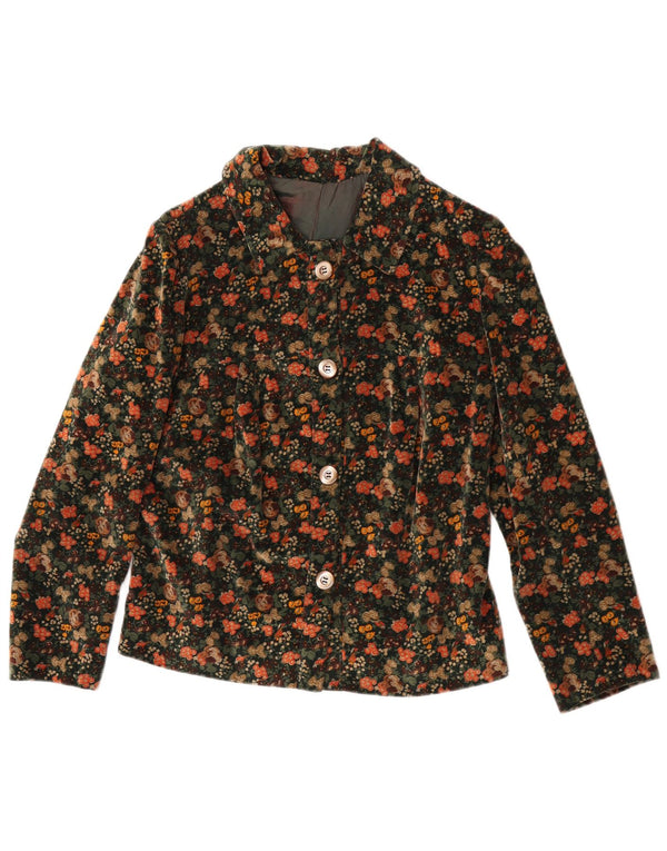 Винтажный женский комплект из 2 бархатных юбок UK 12 Medium W25 Зеленый цветочный принт