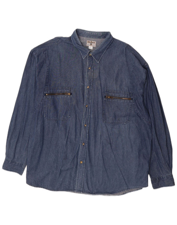 Мужская джинсовая рубашка JOHN BANER, размер 18, 2XL, темно-синяя, хлопок