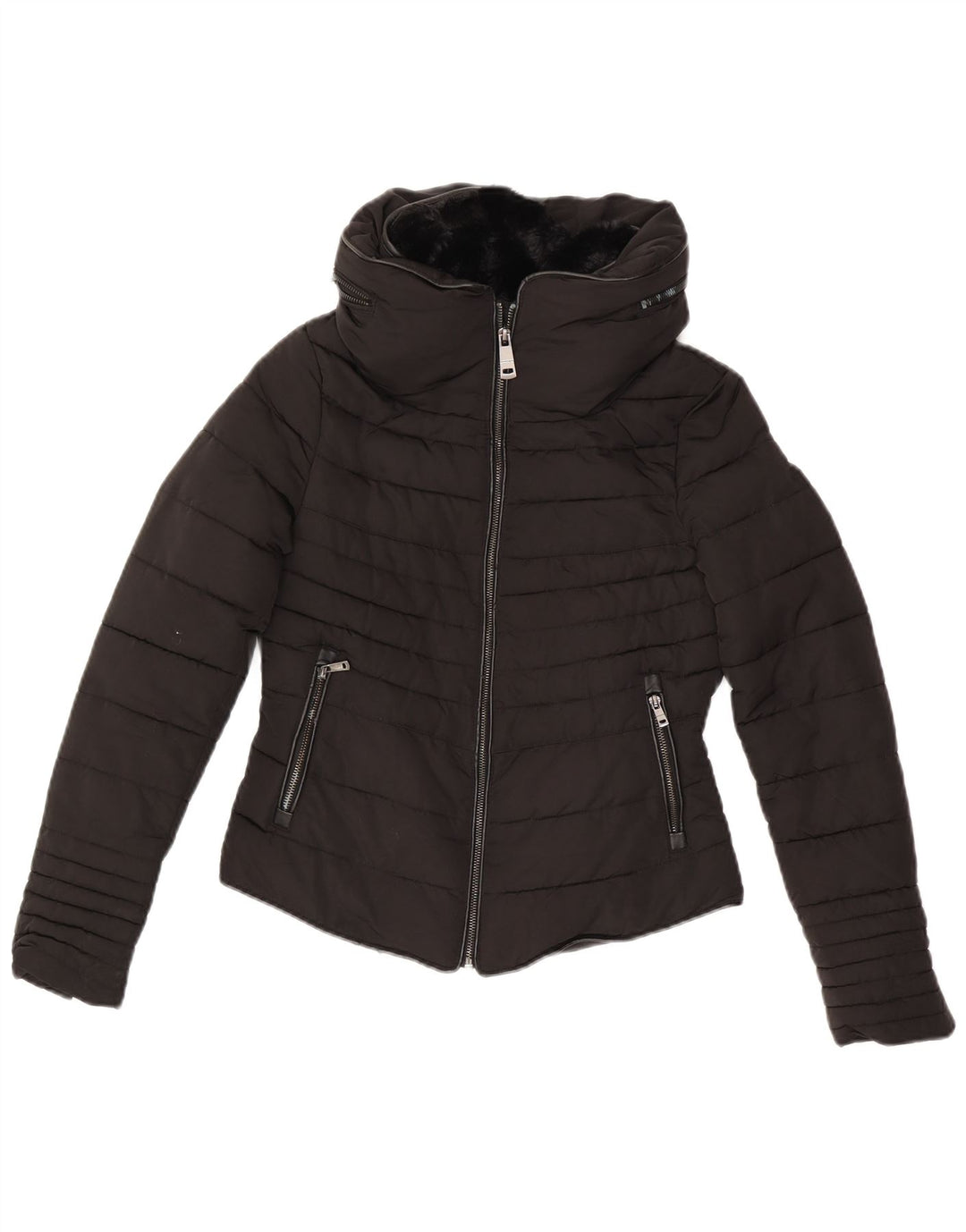 Женская стеганая куртка Zara UK 6 XS, черный полиэстер