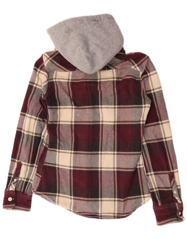 Женская фланелевая рубашка с капюшоном Superdry Lumberjack UK 14, большая бордовая клетка