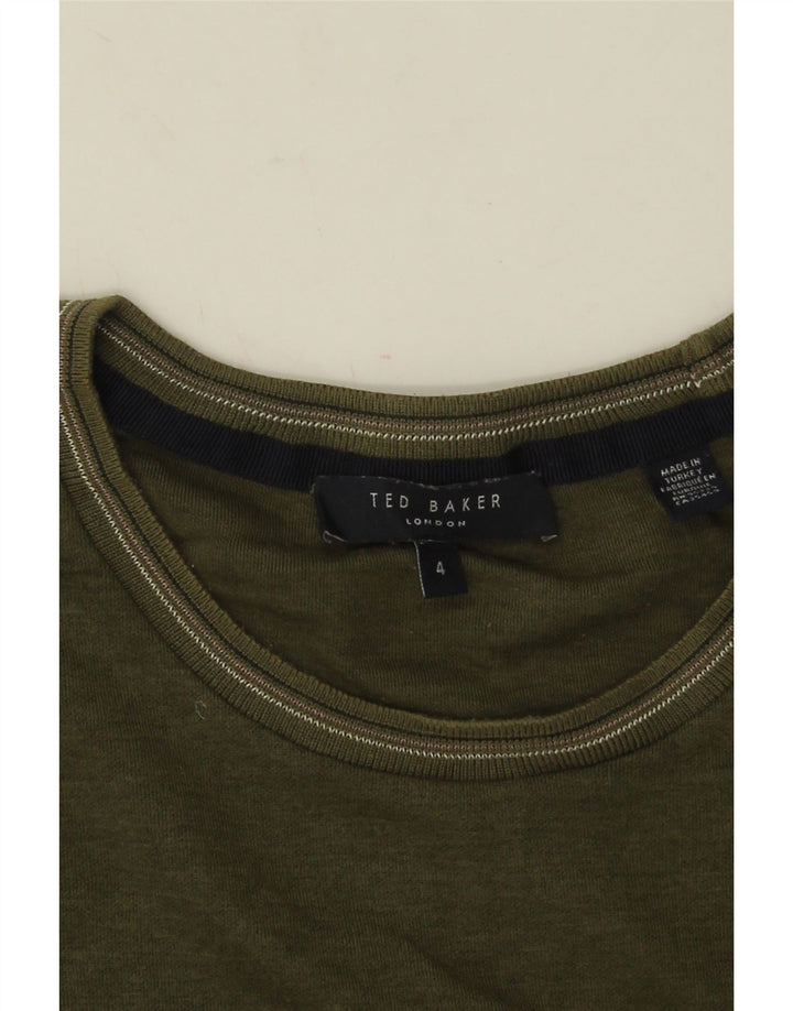 Мужская футболка Ted Baker, размер 4, большой, цвет хаки, хлопок