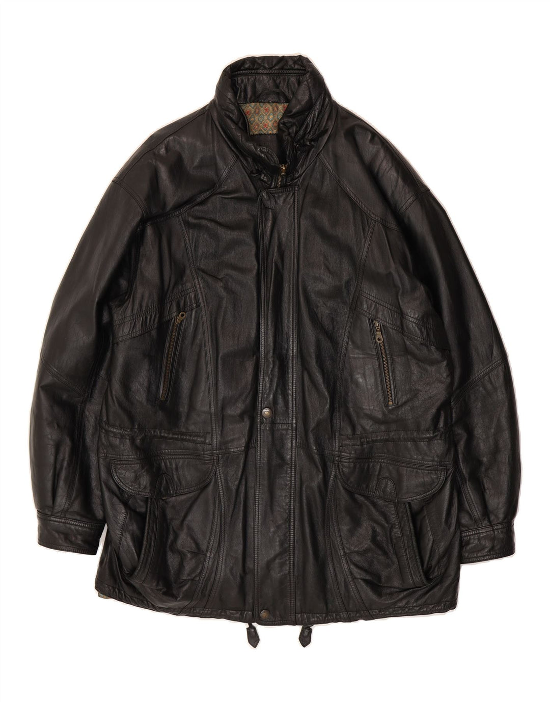 VINTAGE Mens Leather Jacket UK 42 XL Black Vintage Vintage and Second-Hand Vintage from Messina Hembry 