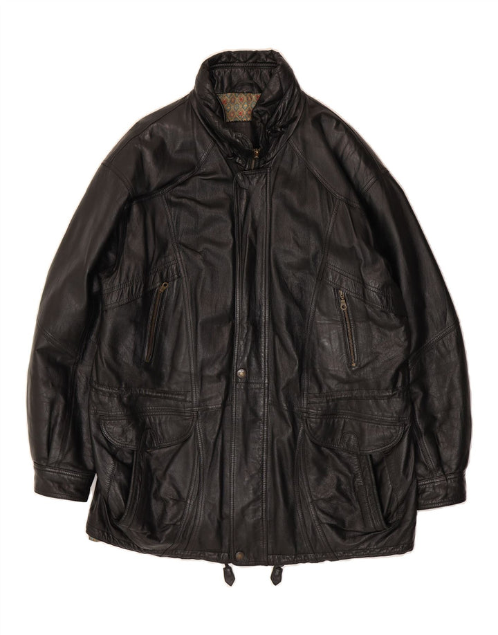 VINTAGE Mens Leather Jacket UK 42 XL Black Vintage Vintage and Second-Hand Vintage from Messina Hembry 