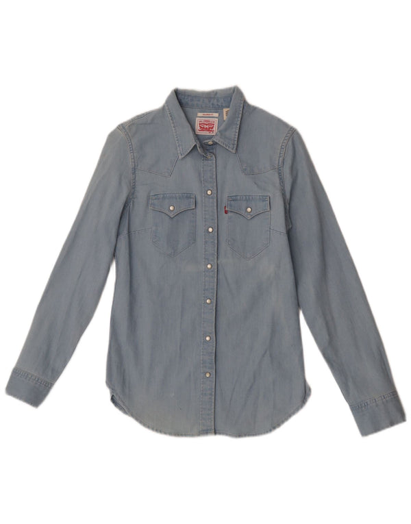 Женская джинсовая рубашка строгого кроя Levi's UK 4 XS, синяя, хлопок