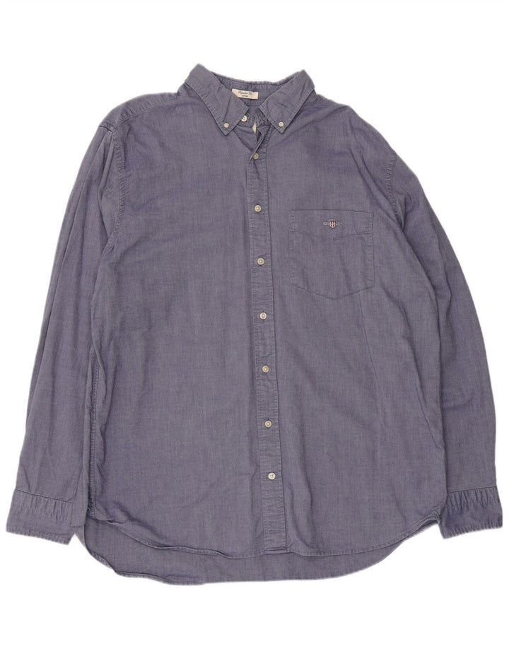 Мужская рубашка стандартного кроя Gant, размер 45/46, 2XL, синяя, хлопок