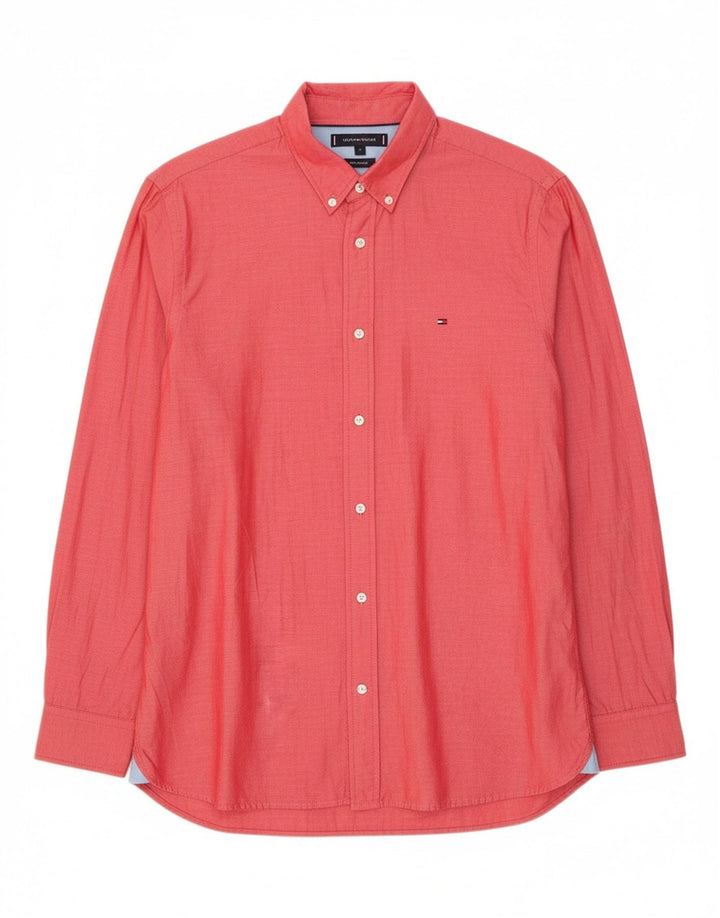 TOMMY HILFIGER Mens Shirt Large Red Cotton Vintage Tommy Hilfiger and Second-Hand Tommy Hilfiger from Messina Hembry 