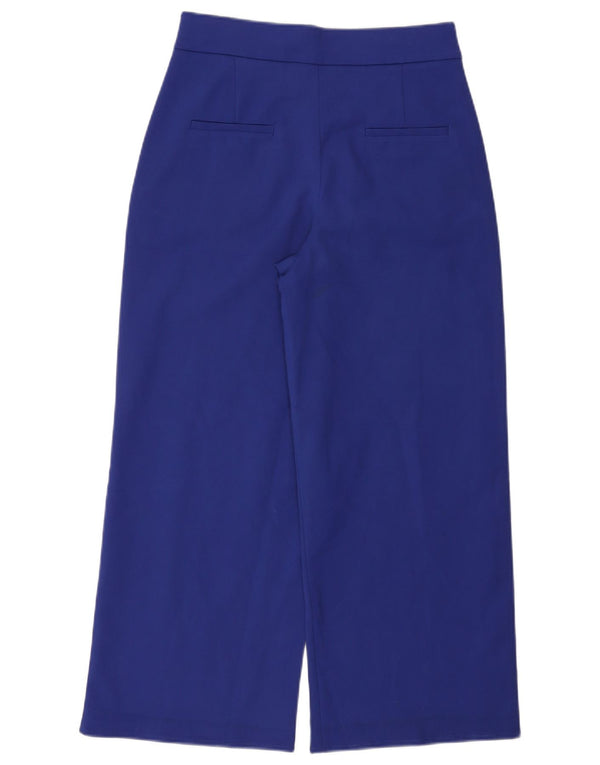 Zara Женские повседневные брюки с высокой талией и широкими штанинами, средний размер W28 L26, синий хлопок