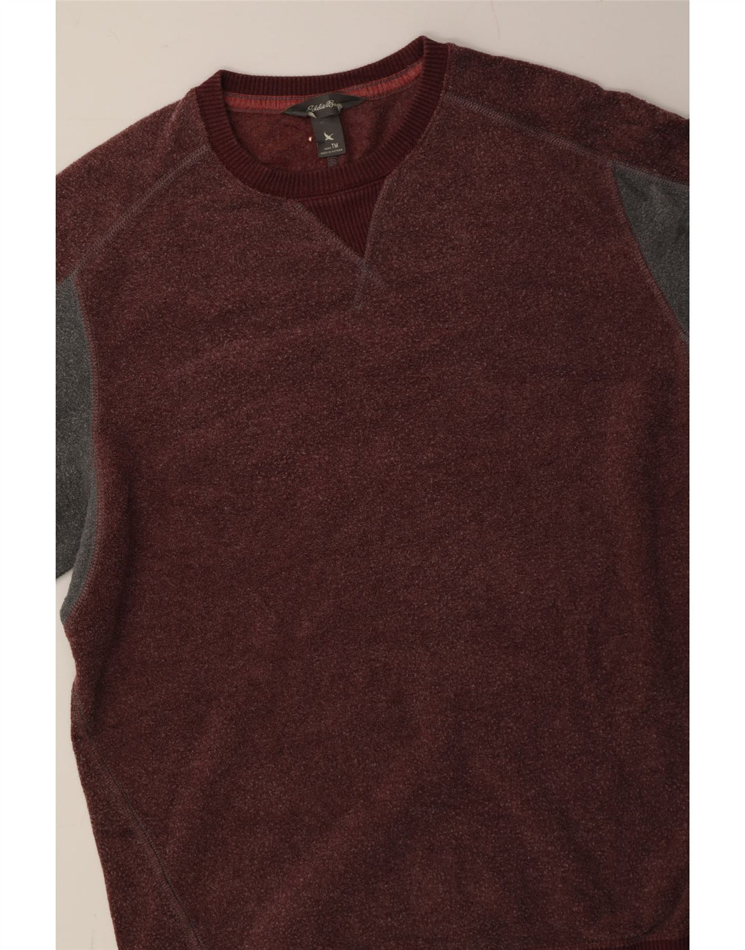 EDDIE BAUER Mens Sweatshirt Jumper Medium Red Colourblock Polyester Vintage Eddie Bauer and Second-Hand Eddie Bauer from Messina Hembry 