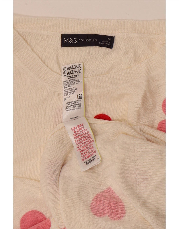 Женский джемпер с круглым вырезом Marks & Spencer UK 14, средний, белое сердце