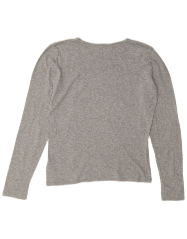Calvin Klein Jeans Womens Top Long Sleeve UK 10 Small Grey Flecked Cotton