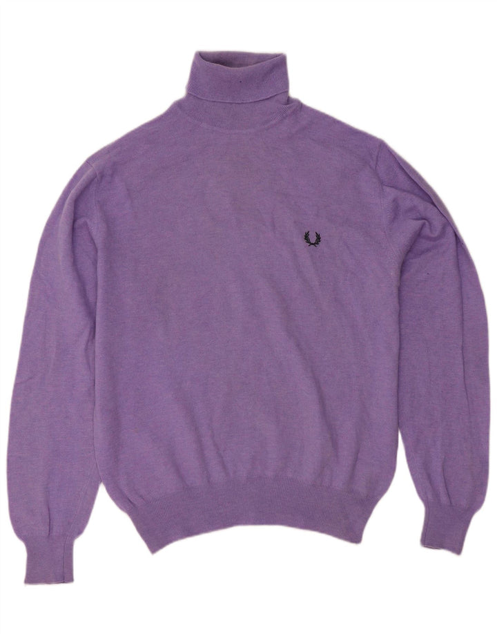 Мужской джемпер стандартного кроя Fred Perry, большой шерстяной свитер с высоким воротником фиолетового цвета