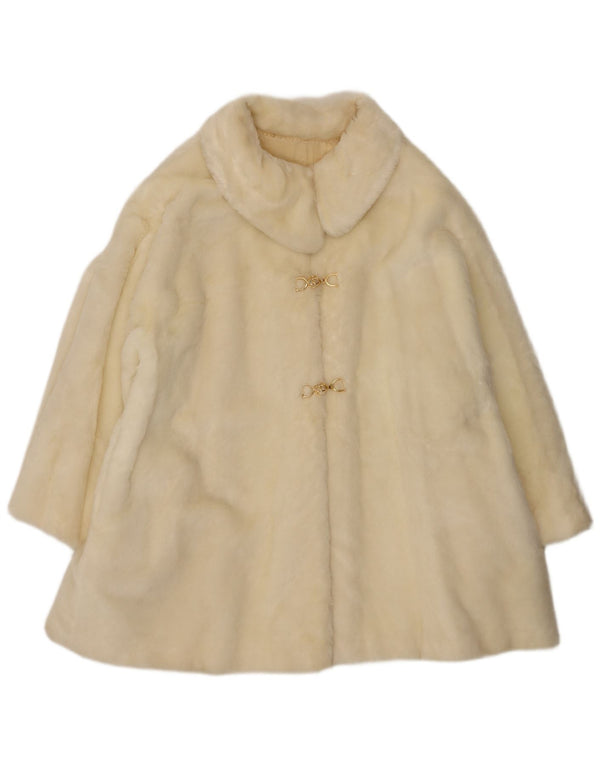 Винтажное женское пальто из искусственного меха UK 18 XL Off White