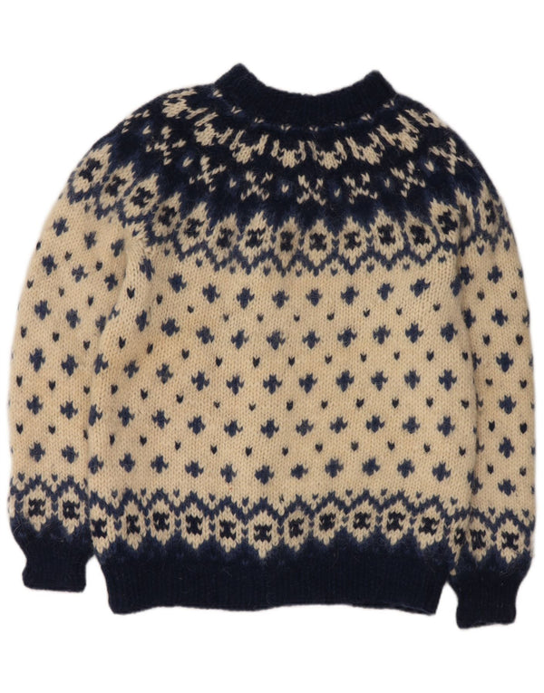 ВИНТАЖНЫЙ женский кардиган-свитер UK 16, большой Off-White Fair Isle