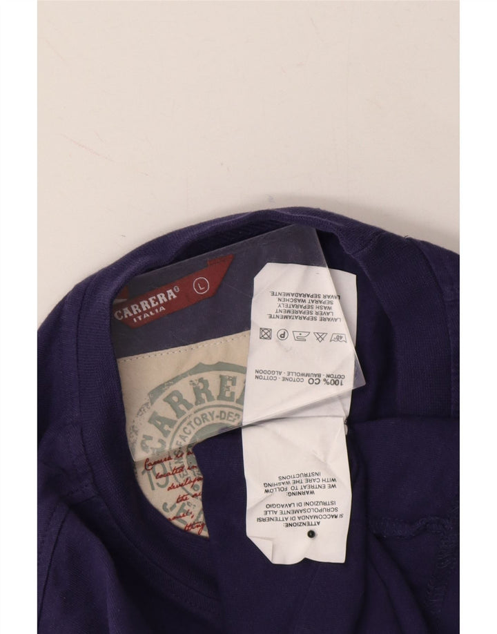 CARRERA Mens Graphic Top Long Sleeve Large Purple Cotton Vintage Carrera and Second-Hand Carrera from Messina Hembry 
