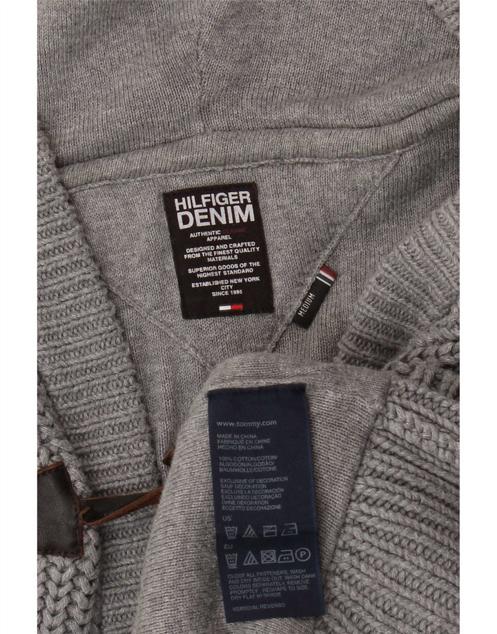 Мужской кардиган с капюшоном Tommy Hilfiger, хлопковый свитер среднего серого цвета