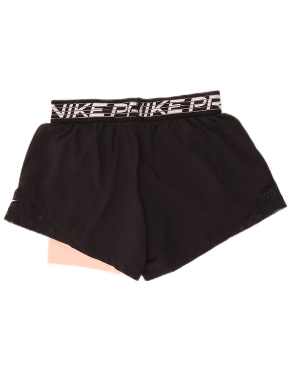 Женские спортивные шорты Nike Dri Fit с графическим рисунком UK 14, средние черные цветные блоки