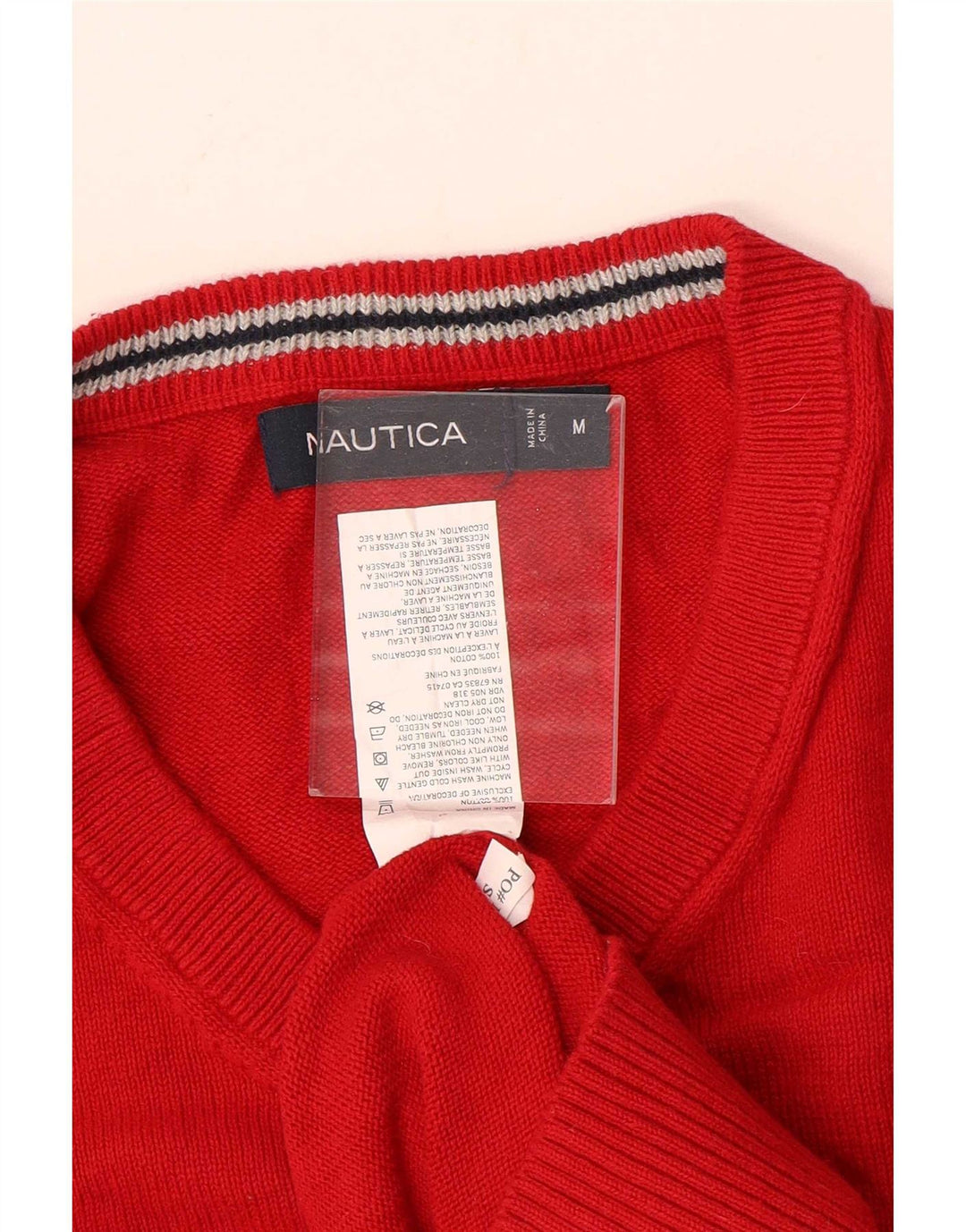 Мужской джемпер Nautica с v-образным вырезом, средний красный хлопковый свитер